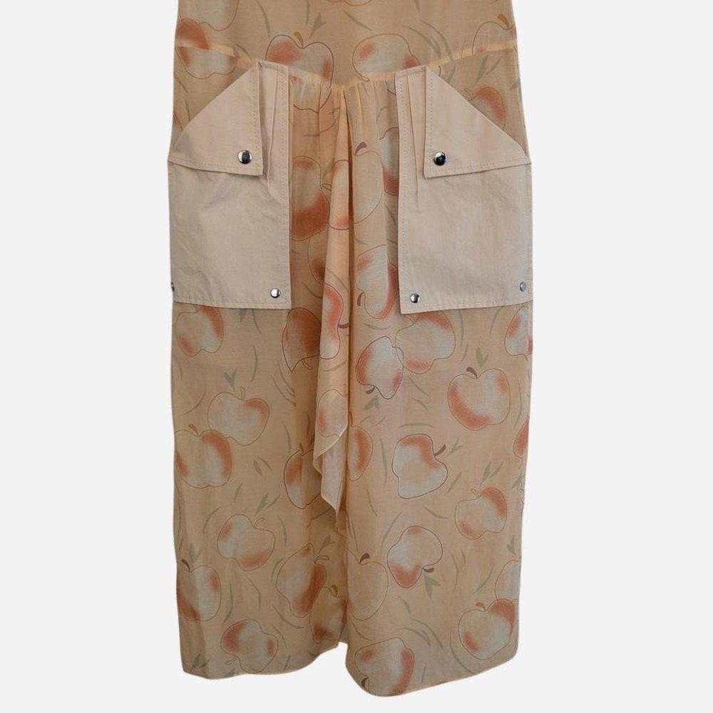Coach Apple Print V-Neck Cargo Pocket Midi Dress Blush Peach Size 0 - Picture 8 of 11
